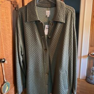 J. Jill Quilted Green Shirt Jacket